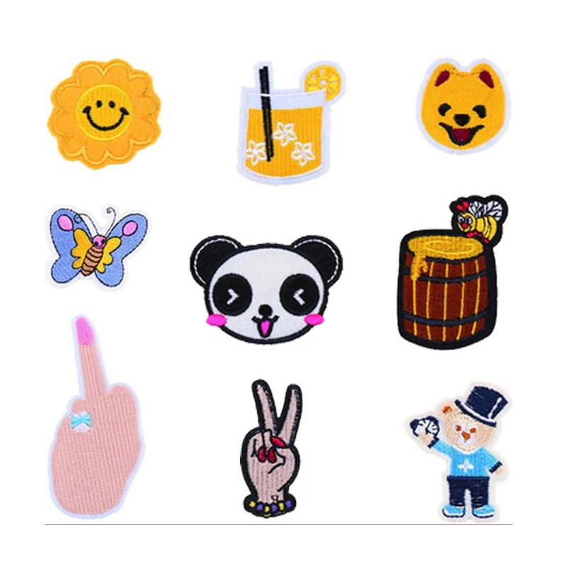 Новый мультфильм бабочка панда Медведь палец нашивки пчела утюжить или шить