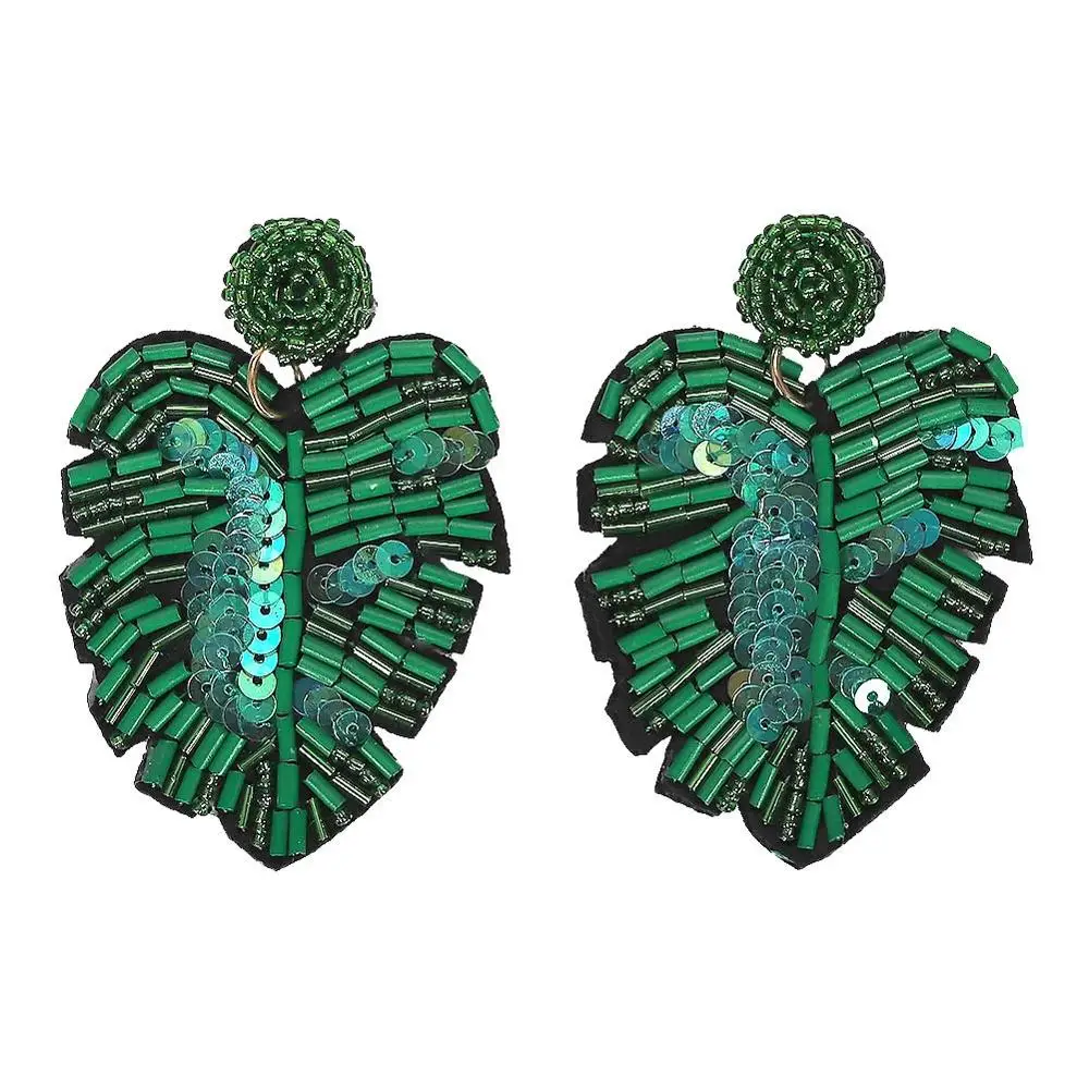 Женские серьги с цветными бусинами Miwens Leaf Plant Boho украшение ручной работы для