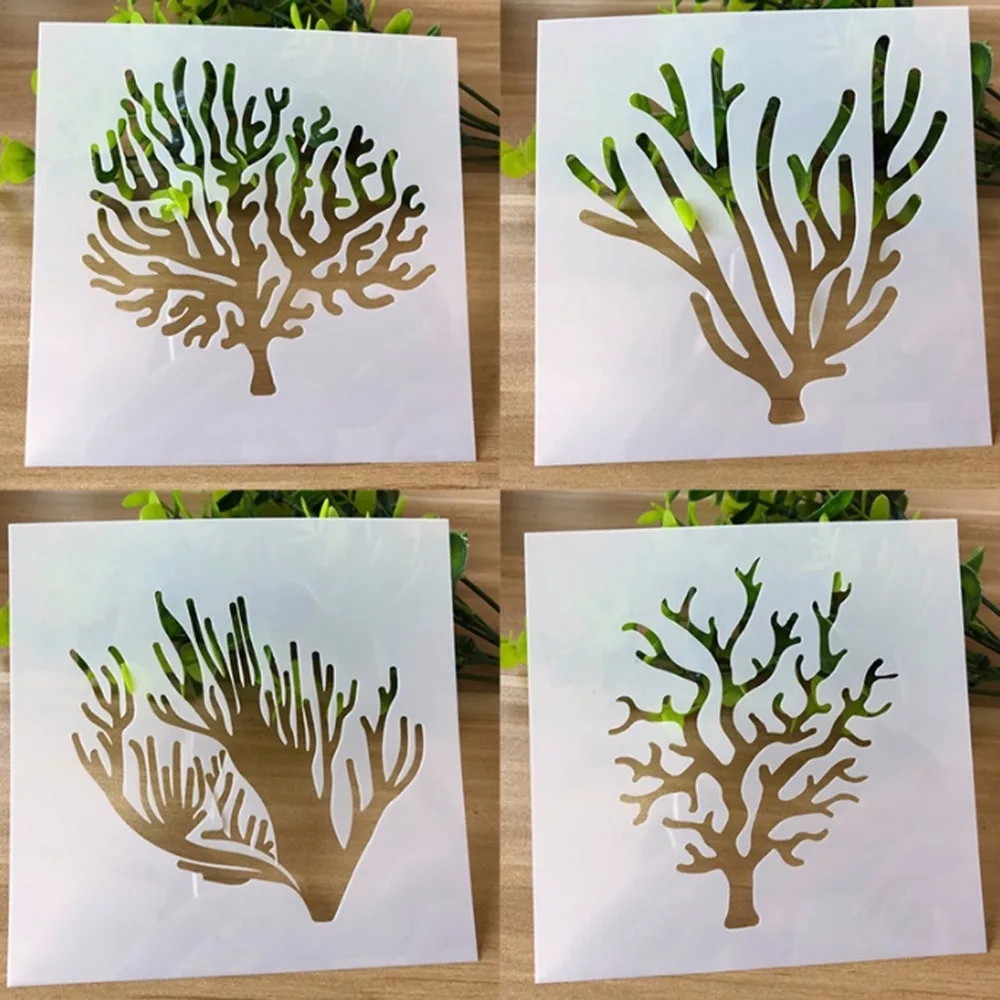 (5,1x5,1 дюйма) трафарет для скрапбукинга, красок и чернил, ветви дерева
