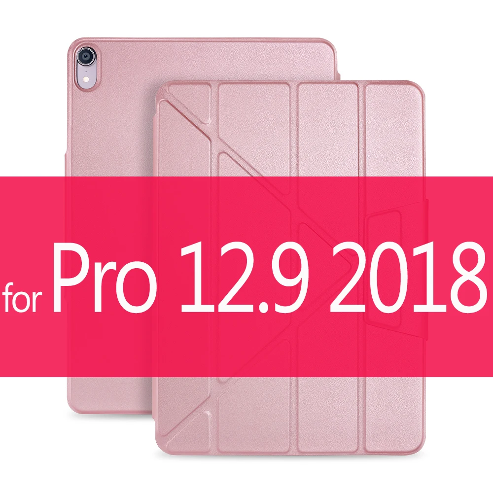Rose gold 12.9 inch Магнитный чехол GOOJODOQ для iPad Pro 11 12,9, многоразовый умный чехол из искусственной кожи, чехол для iPad Pro 12,9 11, чехол-карандаш - Цвет: Rose gold 12.9 inch