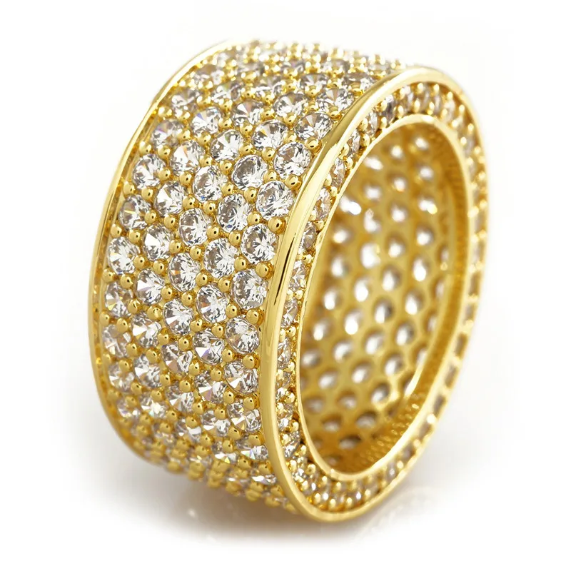 UWIN блестящие! Мужские хип хоп CZ Золотое серебрянное кольцо Iced Out Bling AAA циркон горный хрусталь кристалл медные кольца модные панк ювелирные изделия - Цвет основного камня: gold