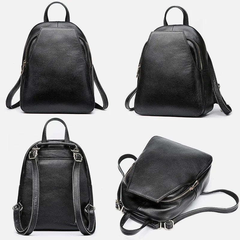 Рюкзак Zency женский из 100% натуральной кожи Модный Серый Простой Школьный ранец для