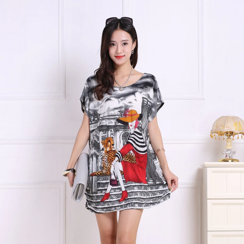 Женская свободная футболка Повседневная Туника большие размеры лето 2018|basic shirt|t