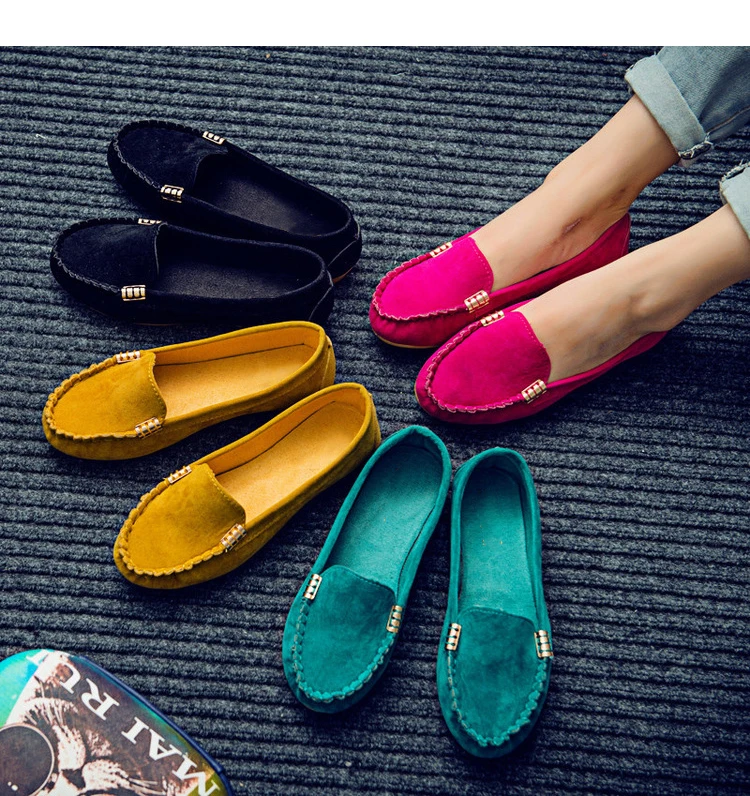 Женская обувь на плоской подошве лоферы конфетного цвета туфли без шнуровки