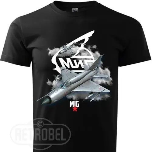 MIG 21 российский летательный аппарат футболка военный черный|Мужские футболки| |