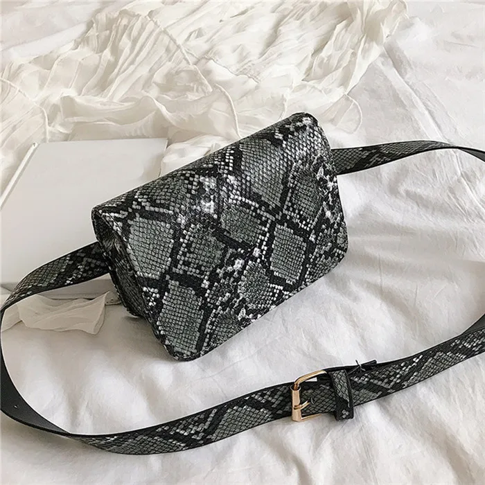 Серый Fanny Pack Мода серпантин поясная сумка для женщин кожа Винтаж поясные сумки карман для телефона - Цвет: Серый