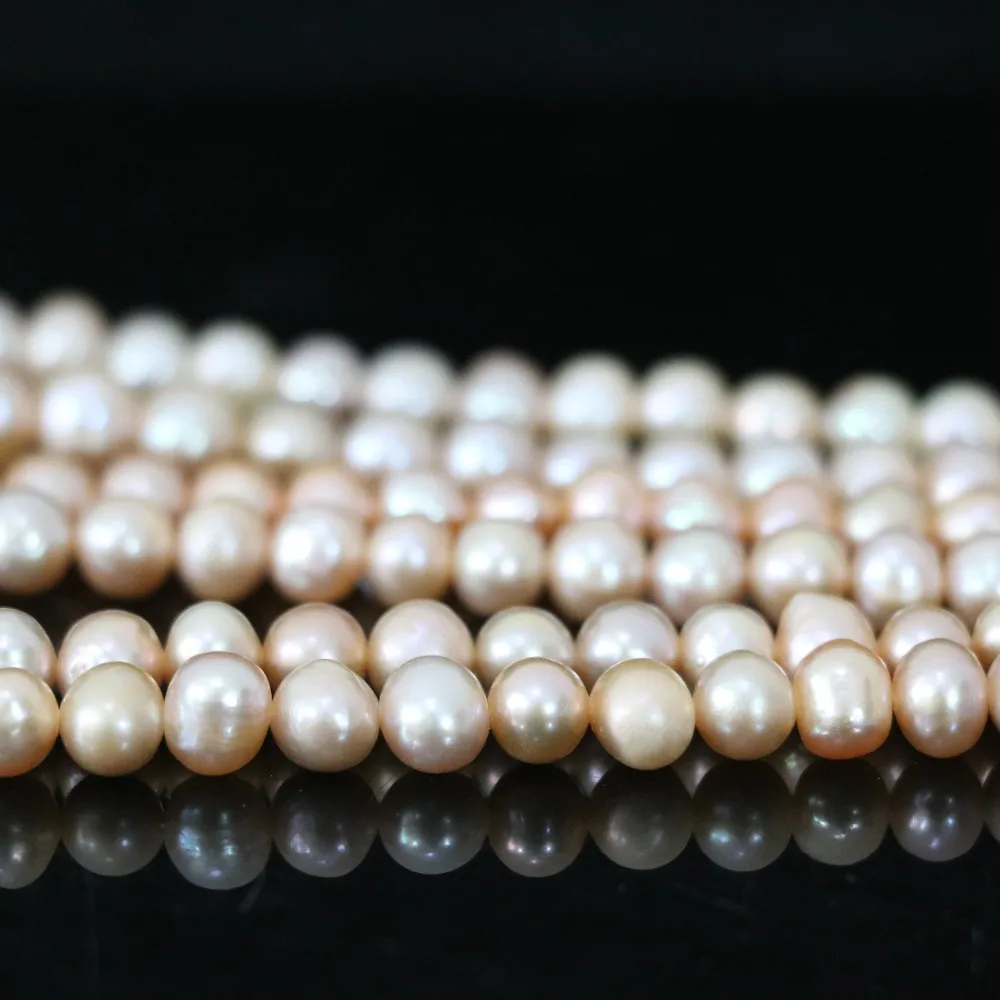 

Beautiful orange acrylic natural pearl nearround 7-8mm spacer high quality loose beads diy lovely jewelry making 15inch B1350