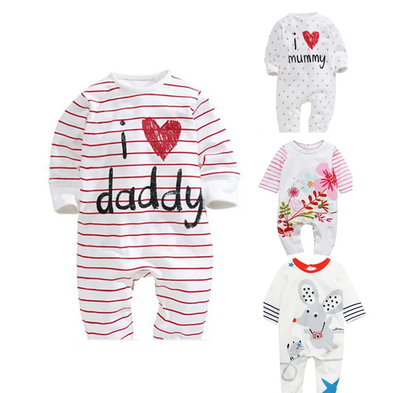 Детские комбинезоны для новорожденных с надписью I Love Mummy & Daddy Детский костюм