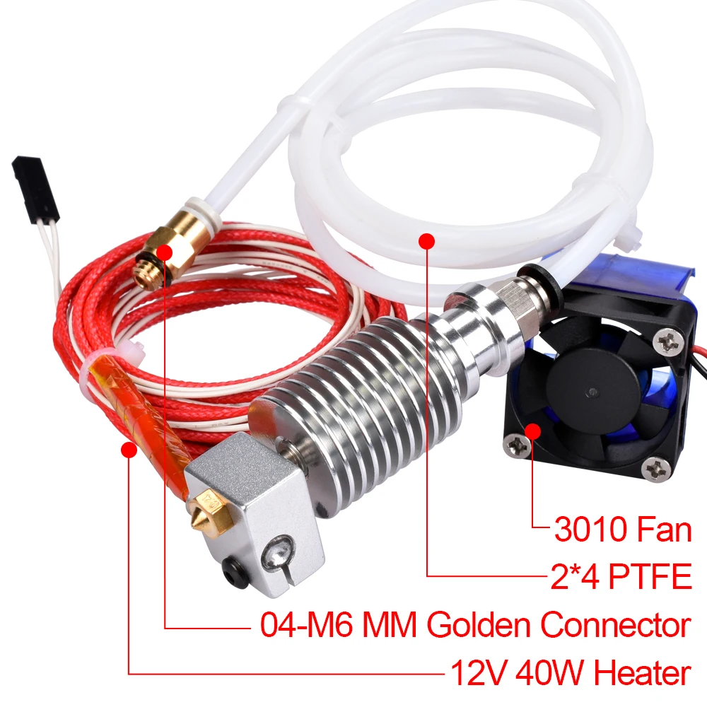 V6 j-головка Hotend комплект 1,75/3 мм нить Боуден Экструдер Насадка с охлаждающим вентилятором нагреватель вулкан комплект силикон для 3d принтер запчасти