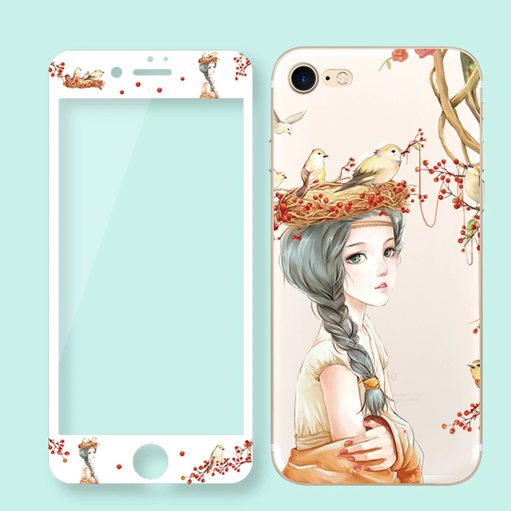 Защитный экран из закаленного стекла с цветами для iPhone 7 Plus 3d чехлы изогнутыми