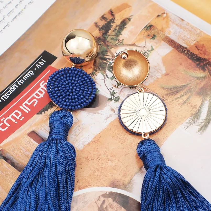 Богемия длинные серьги подвески для женщин Шарм смолы бисера бахрома себе