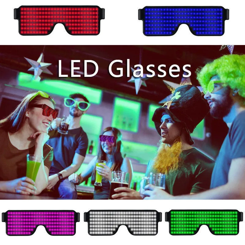 Модные светящиеся очки унисекс 8 режимов светодиодная подзарядка через USB для
