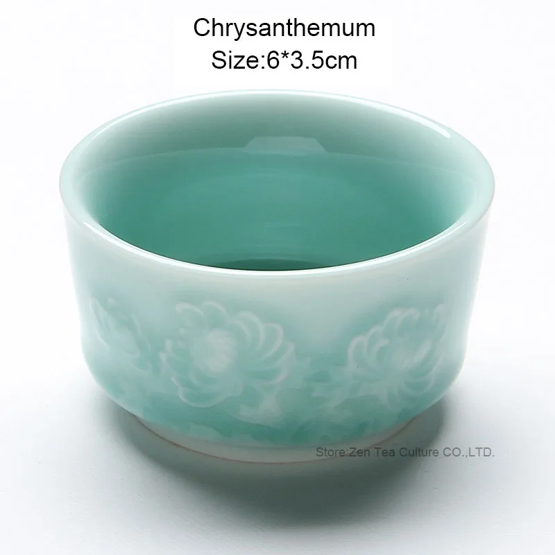 Китайский бамбуковый чайный набор ручной работы с рельефным изображением лотоса