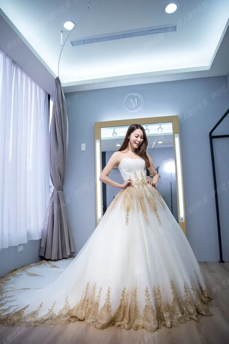 Элегантное свадебное платье трапециевидной формы с длинным рукавом YQS013 Vestidos De