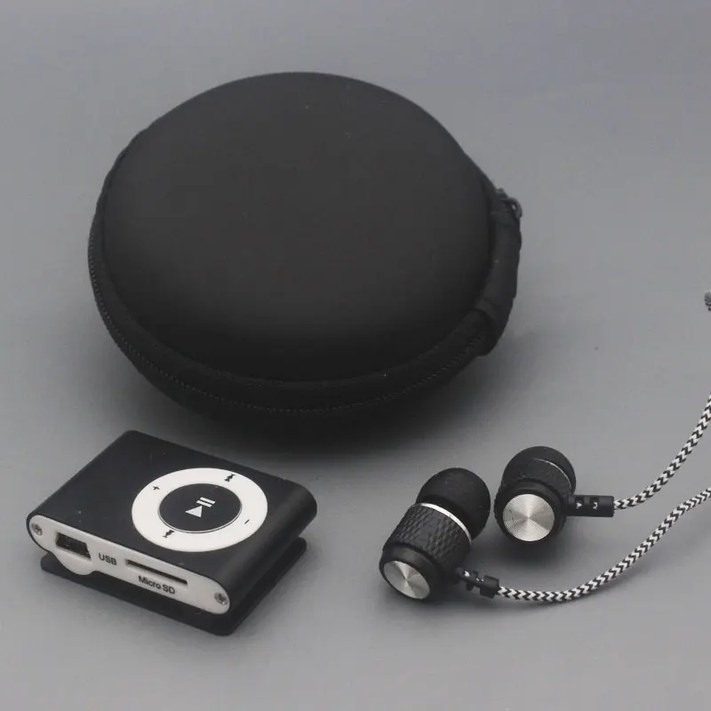 Черный YHYZJL портативный мини Mp3 музыкальный плеер Mp3 плеер Поддержка Micro TFCard слот USB MP3 S порт плеер USB порт с наушниками с сумкой - Цвет: Черный