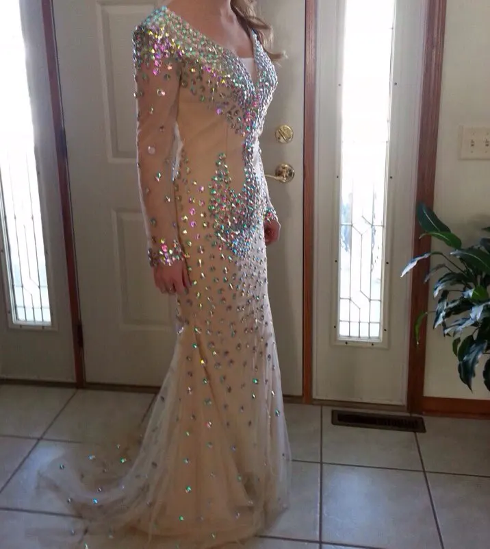 

Женское вечернее платье-Русалка с длинным рукавом и V-образным вырезом