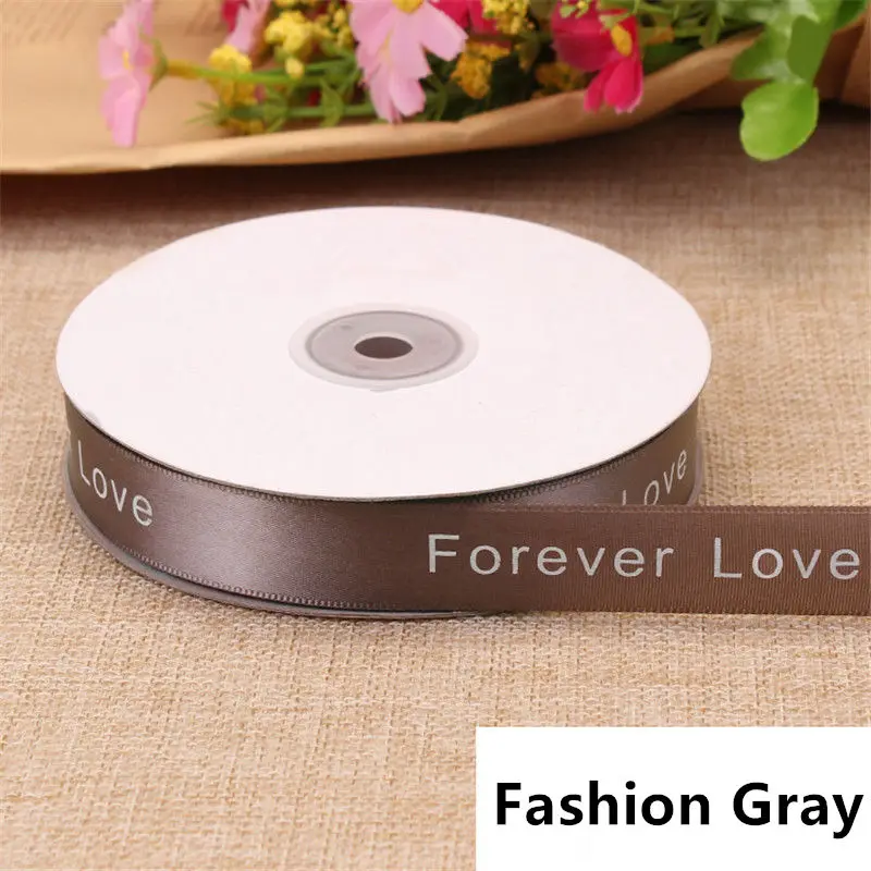 Fashion Gray Высокое качество 2 см ширина Полиэфирная Лента печатная романтическая Цветочная на День святого Валентина упаковка подарок торт магазин Свадебная лента Материал - Цвет: Fashion Gray