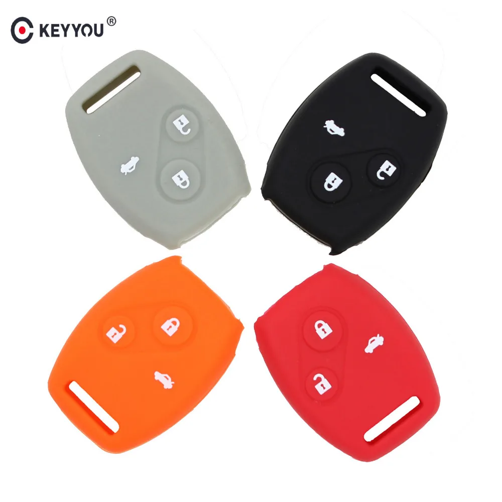 KEYYOU 3 кнопки силиконовый чехол для ключей Honda Accord CR V CRV Civic Pilot Fit Freed StepWGN ключ