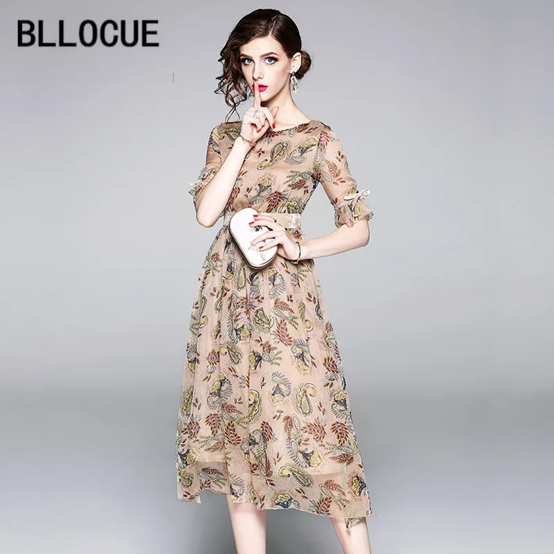Женское платье с коротким рукавом BLLOCUE шифоновое приталенное принтом лето