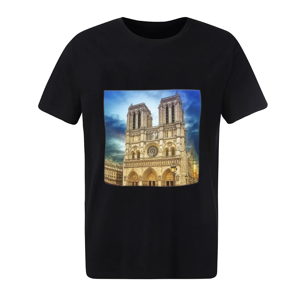 Модная мужская футболка Нотр-Дам Парижа с эффектом памяти рубашка коротким