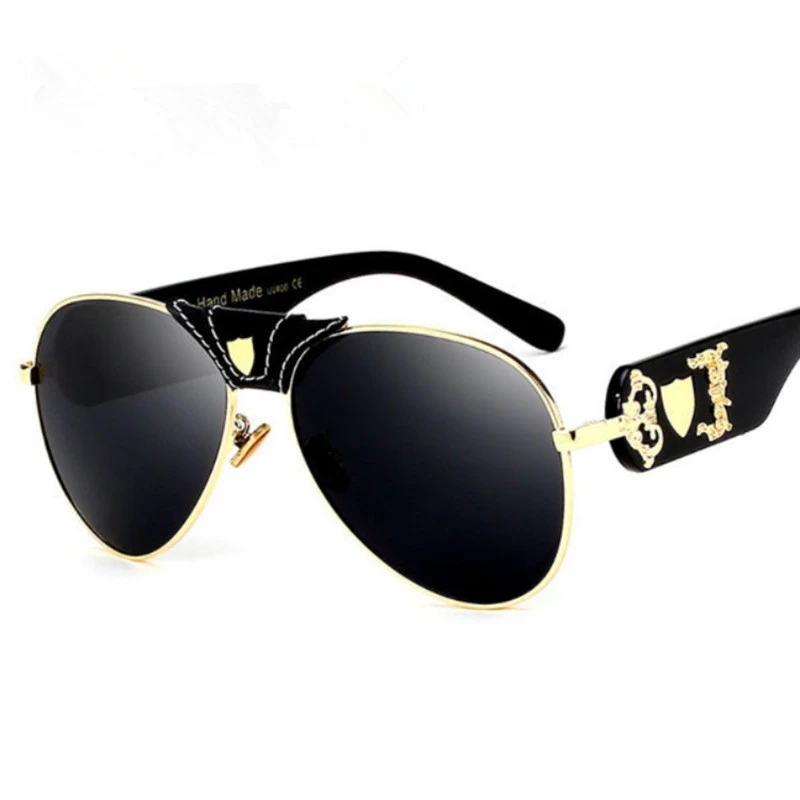 Женские солнцезащитные очки с металлической кожаной оправой UV400 HD Shades для
