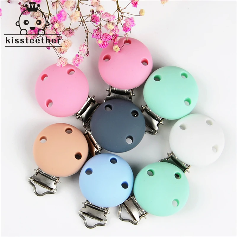 Clip de silicona para chupete, cuentas redondas de pl&aacute;stico, sin BPA, Grado Alimenticio, 2 unidades-5