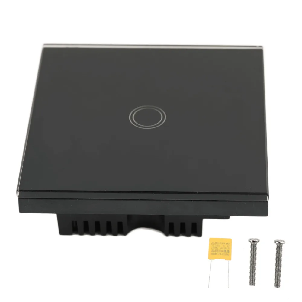 Newest Smart Home Black Crystal Glass Panel 1 Circuit UK Plug Light Touch And Remote Control Screen Switch With LED indicator |