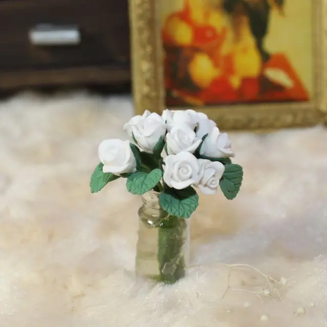

A01-X402 children baby gift Toy 1:12 Dollhouse mini Furniture Miniature baby Glass flower rose 1pcs