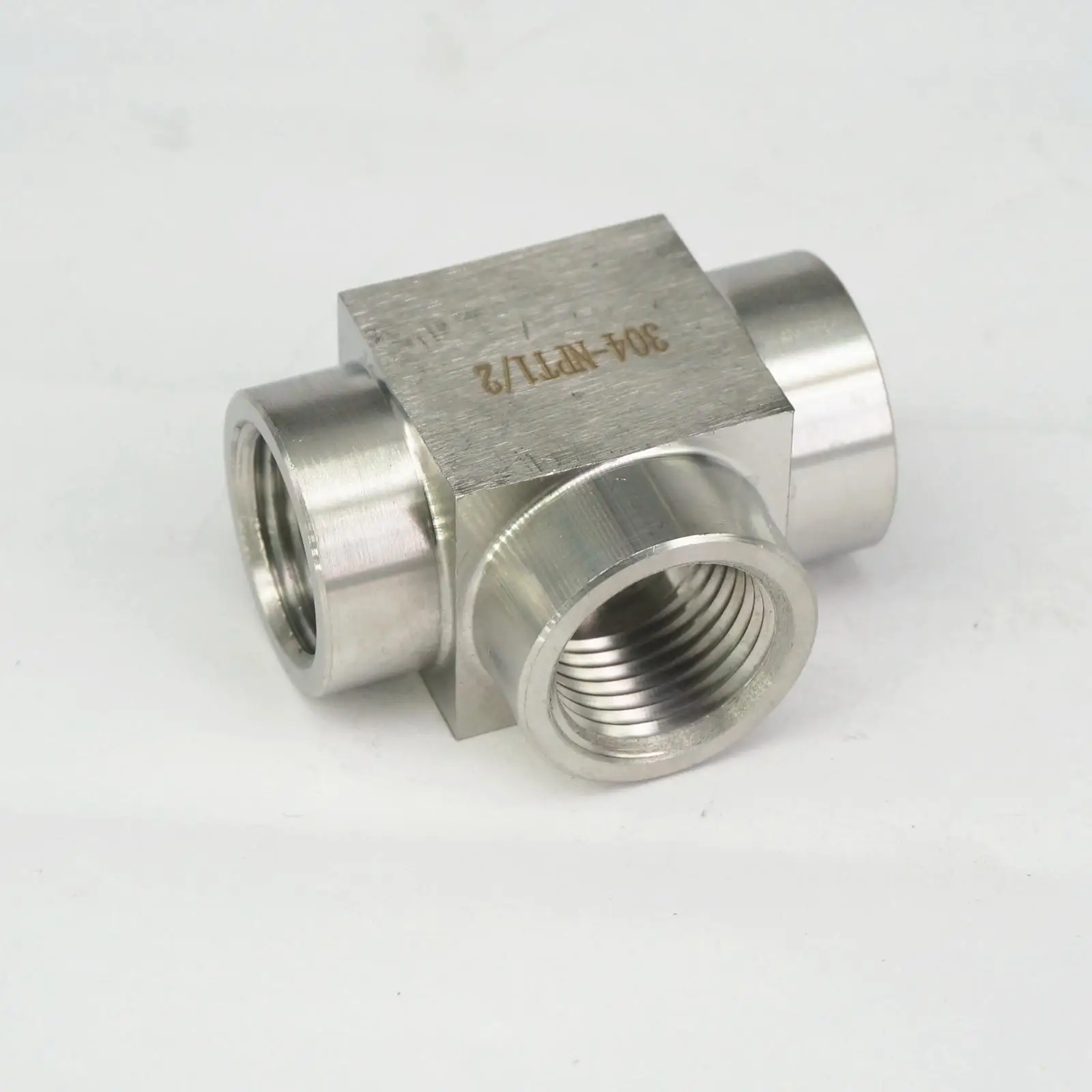 Тройник из нержавеющей стали 1/2 дюйма NPT с внутренним давлением 4000 PSI 304 3-ходовой