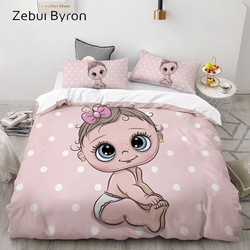 

Комплект постельного белья для детей с 3D рисунком, милый розовый комплект пододеяльников для малышей, детей, мальчиков и девочек, в европейс...