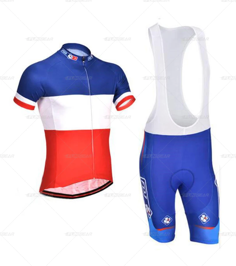 FDJ Pro Team одежда с короткими рукавами Велоспорт Джерси набор мужской велосипедный Костюм MTB гоночная одежда летняя дышащая быстросохнущая одежда