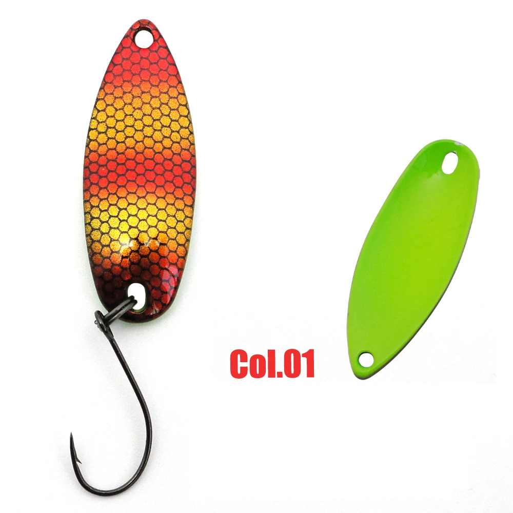 Tomic 1pc 2g 3,5g 5g lake area trout spoons casting micro metal fishing lures artificial bait ultralight - Цвет: 1 Red pattern