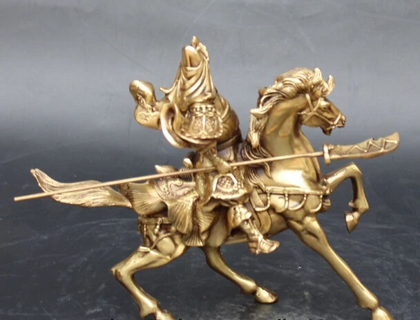 SCY 003010 10 &quotКитайская бронзовая лошадь Guan Gong Yu Warrior God Guangong статуя ножа (A0414) | Дом и