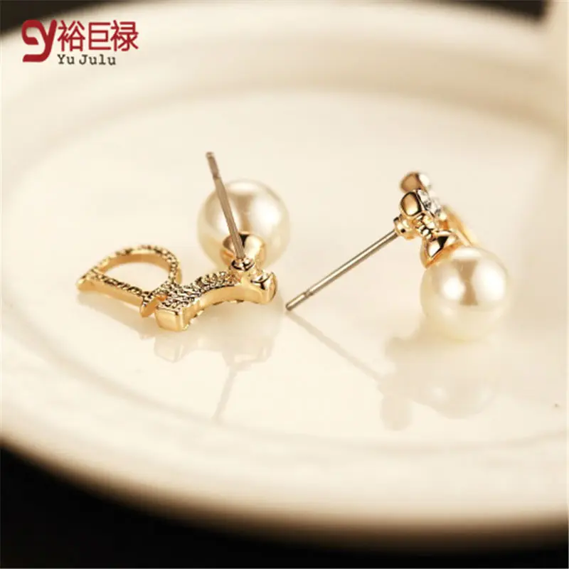 Новые роскошные брендовые D жемчужные серьги гвоздики для женщин модные