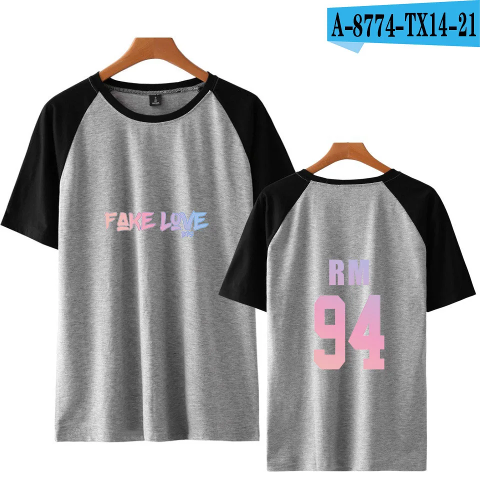 kpop Fake love Bangtan Boys album short sleeve T-shirt k-pop jin suga summer men women tshirt k pop harajuku tops t shirt tees | Женская