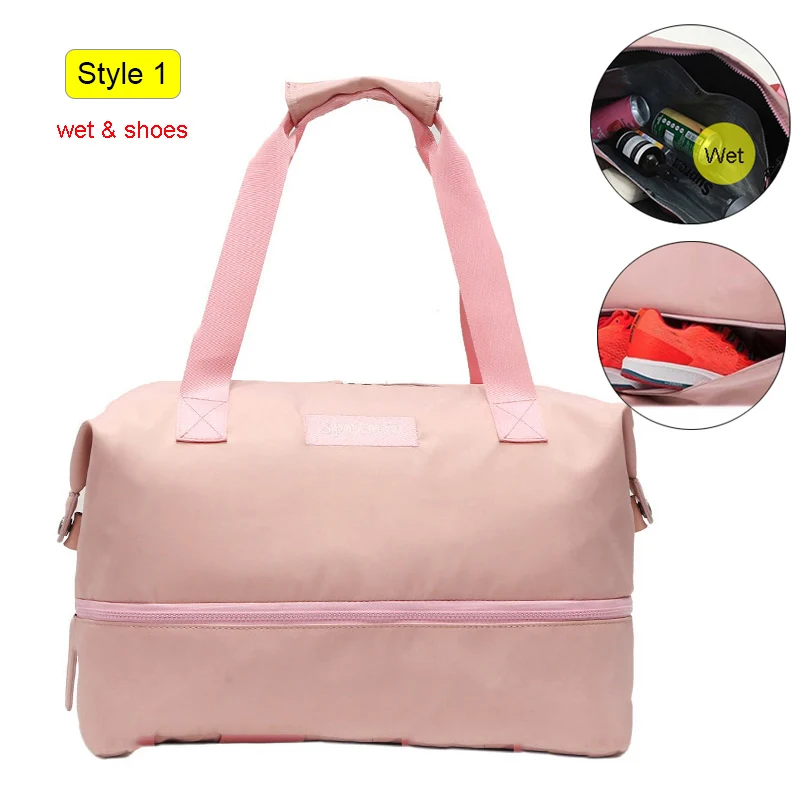Sports Gym Fitness Dry Wet Separation Yoga Bag Travel Handbags For Shoes Women the Shoulder Sac De Sport Luggage Duffle XA965WD - Цвет: Style 1 Pink
