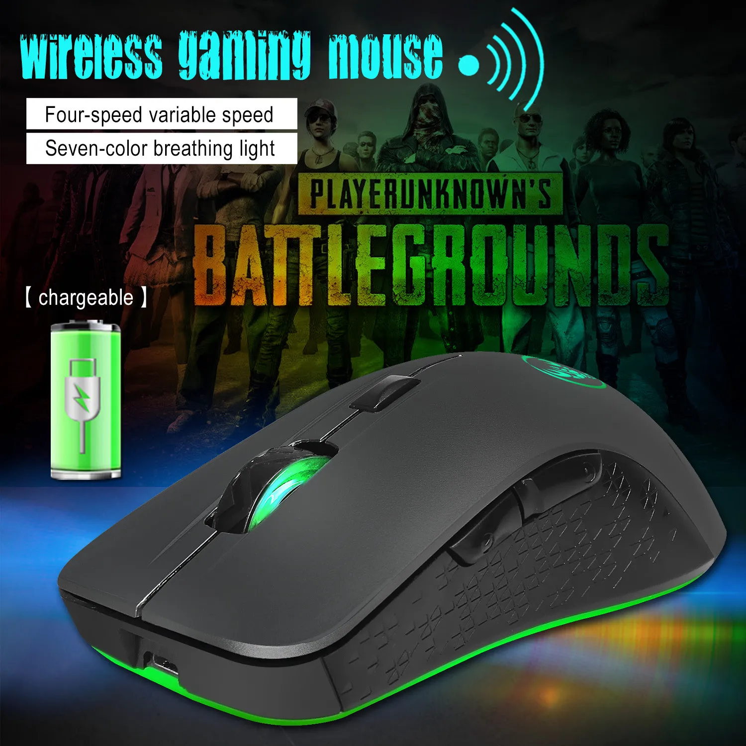 VOBERRY M20 Беспроводная игровая мышка 2,4 GHz 2400 dpi оптическая USB светодиодный регулируемое освещение эргономичная зарядная мышь