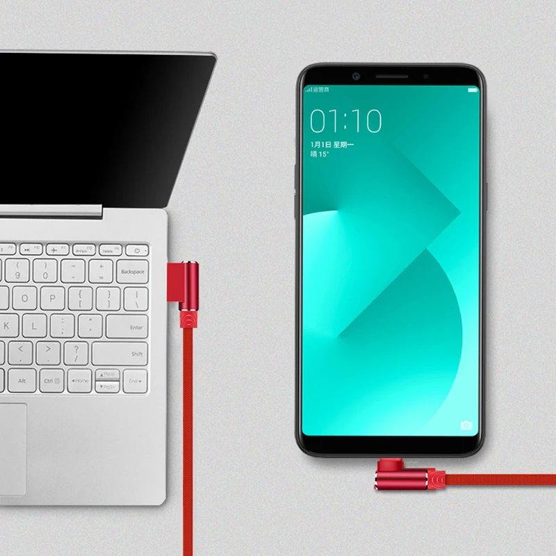 Кабель USB Type C под прямым углом для Xiaomi Mi 10 Pro Max 3 Samsung Galaxy S8 S9 S10 шт./лот 1 м 90