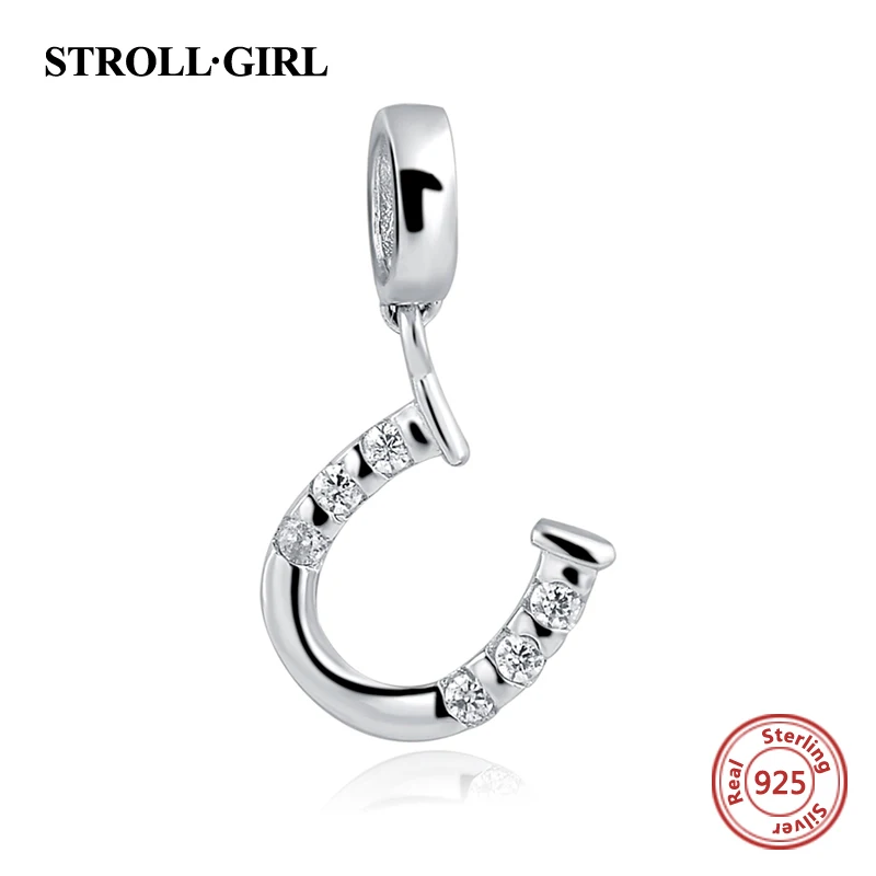 Strollgirl, 925 пробы, Серебряная Буква U, очаровательный CZ бисер, подходит для оригинального браслета Pandora, кулон, сделай сам, изготовление ювелирных изделий для женщин, подарки