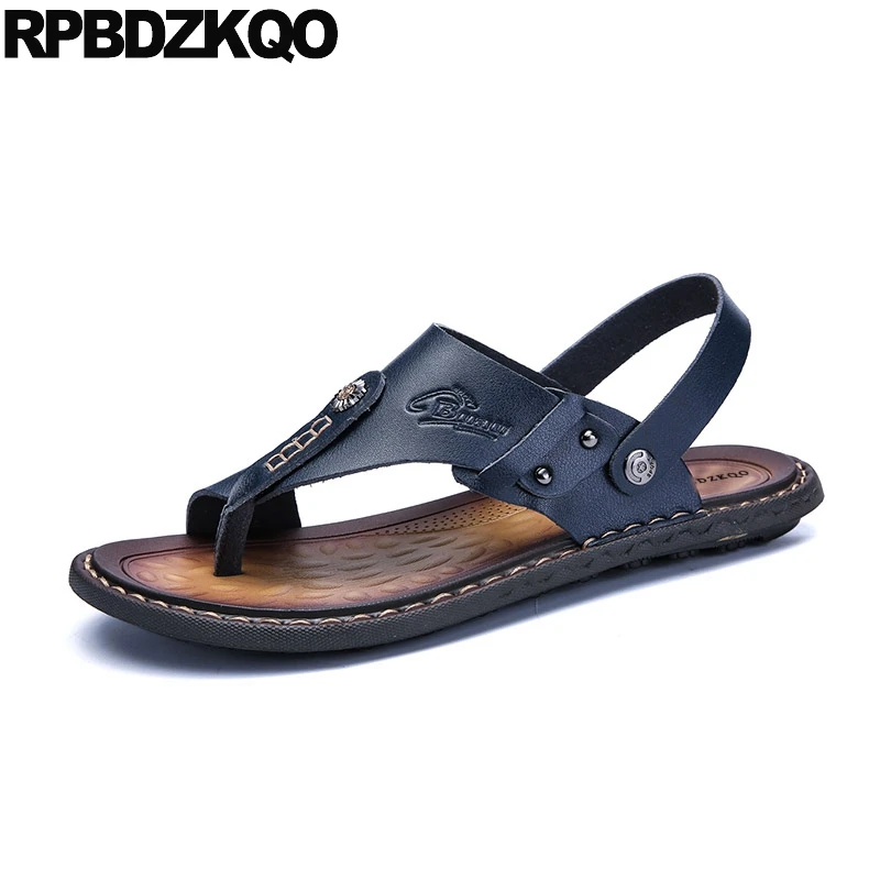 

Toe Loop Big Size Designer Italian Shoes Water Men Sandals Leather Summer Slides Blue Flip Flop 47 Slippers 46 Outdoor Native