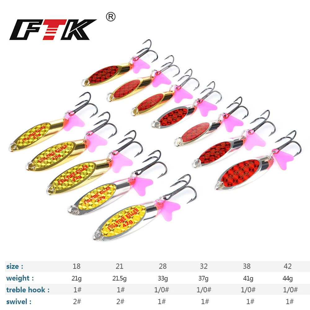 Приманка рыболовная в виде ложки с красным хвостом 18/21/28/32/38/42 г|spoon fishing lure|spoon