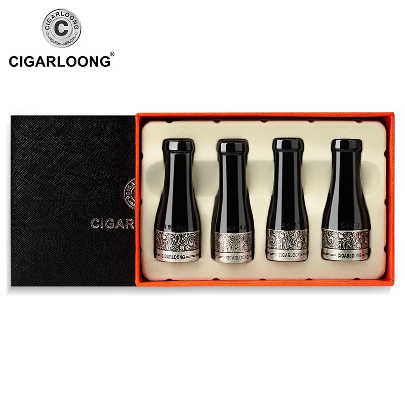 Серебристый Роскошный Рождественский подарок, COHIBA Tip, медная смола, держатель для сигарных труб, гаджеты, чехол для сигар, трубка для курения, сигарный мундштук 0002 - Цвет: Серебристый