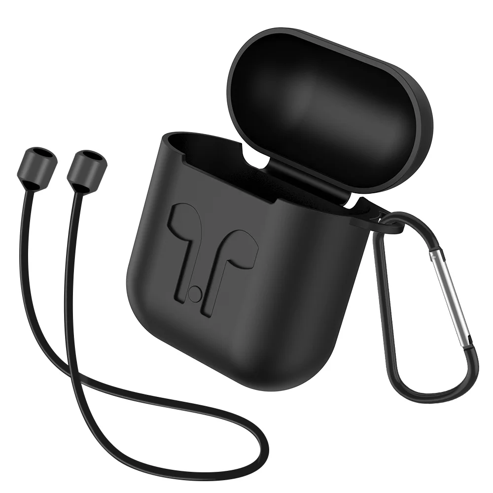 Black Чехол IER чехол для наушников для Apple AirPods силиконовый чехол Беспроводная Bluetooth сумка для наушников защитная коробка для AirPod аксессуары - Цвет: Black