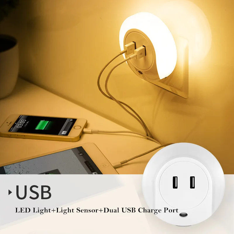 Вилка европейского и американского светодиодный ночной Светильник Сенсор 2