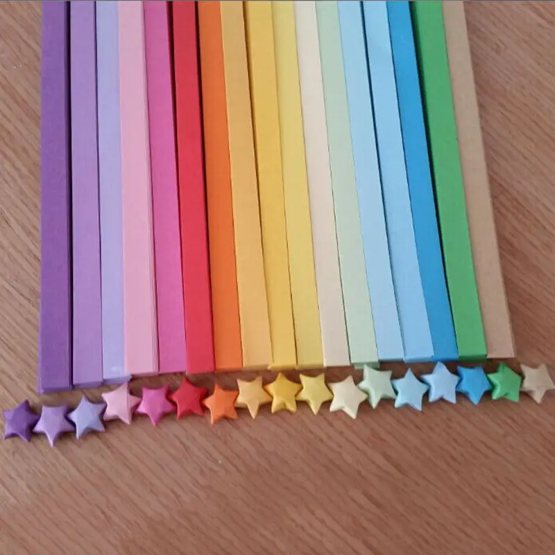 Tiras de papel con forma de estrella de la suerte, papel de Origami para manualidades, y boda decoración del hogar, 80 unidades = 1 bolsa