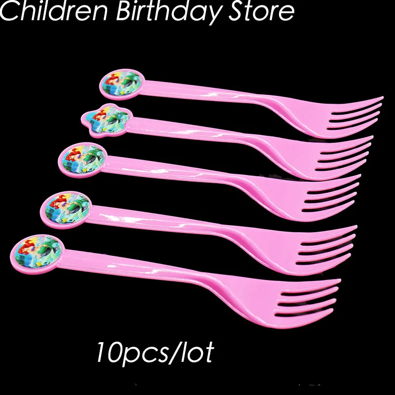 Одноразовые пластиковые вилки маленькая русалочка украшения для дня рождения 10