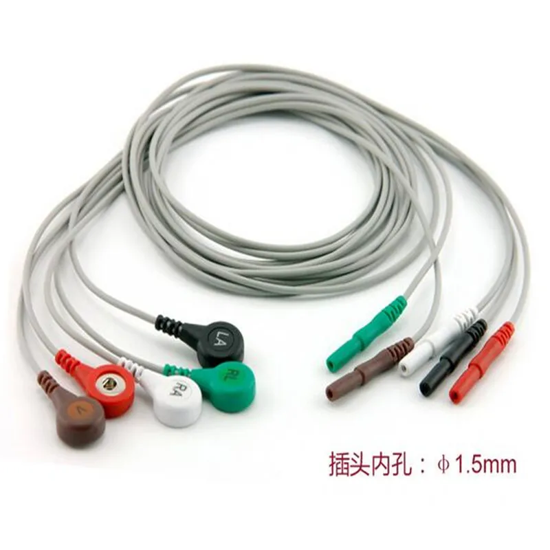 

Бесплатная доставка AAAMI Holter рекордер ECG Leadwire,5 выводов, Snap,AHA D1.5 to Snap 4,0 Holter кабели для Holter Machine