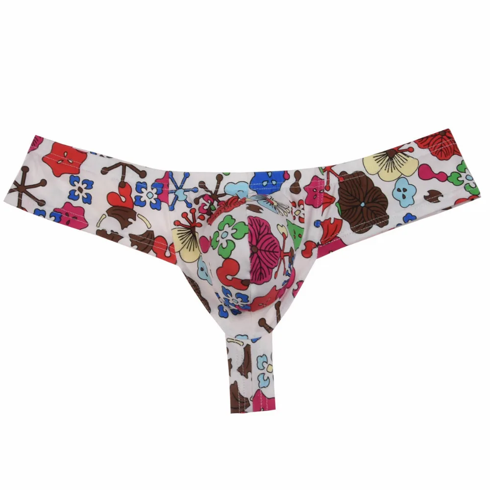 

New Flowery Sexy Bikini Underwear Men's Thongs and G-Strings Smooth Bluge Pouch Cotton Male Thong Underwear Men Underpants Tanga