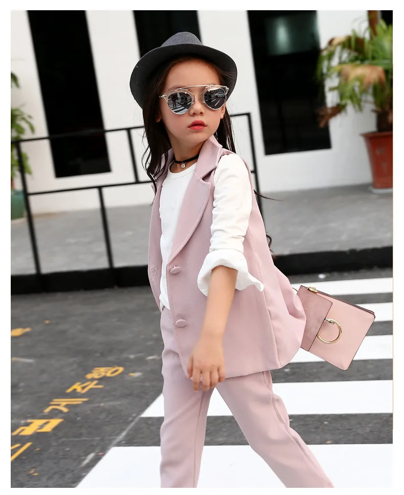 Комплекты одежды для девочек 2017 г. жилет в западном стиле + штаны комплект из двух