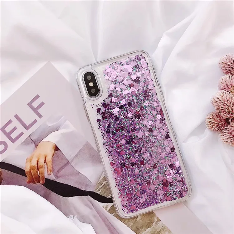 Transparent Liquid Glitter Sand Mobile Phone Cases For iPhone 8 7 Plus Heart Sequins Case 6 6s 5 5S SE TPU |